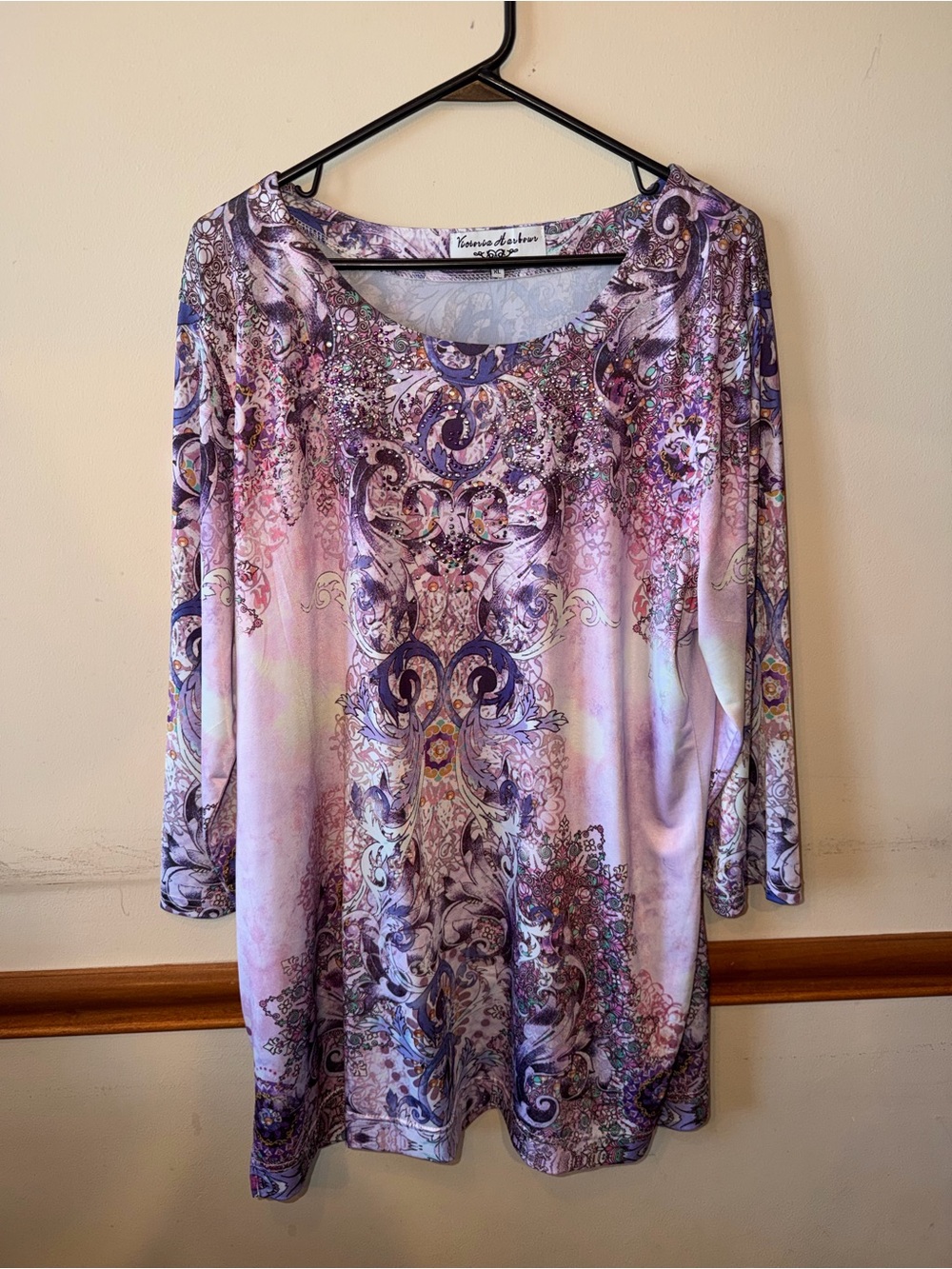Vanessa Mendez Purple Paisley Scoop Neck Tunic